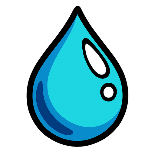gota de agua.
In-Game asset.  2d.  High contrast.  No shadows