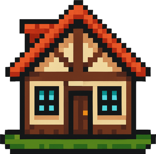 Viliger house pixel art.
In-Game asset.  2d.  High contrast.  No shadows