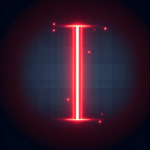 A single vertical red glowing line. 
Single Game Texture. In-Game asset. 2d. Blank background. High contrast. No shadows.