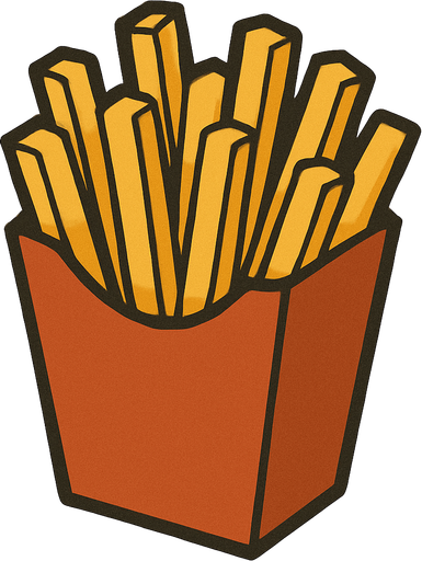 Hot chips or fries in professor Layton game style artwork.
In-Game asset.  2d.  High contrast.  No shadows