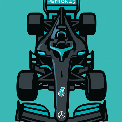 f1 mercedes car 2d vertical.
In-Game asset.  2d.  High contrast.  No shadows