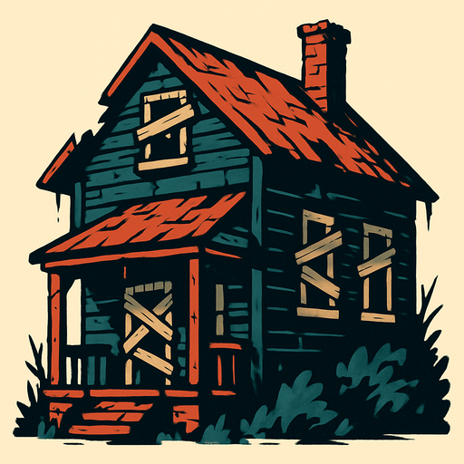 Terk edilmiş ev.
In-Game asset.  2d.  High contrast.  No shadows