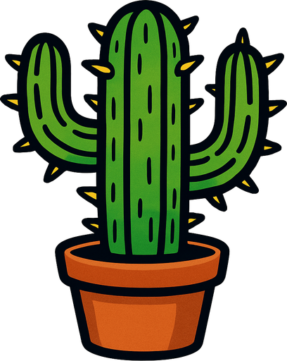 a cactus plant.
In-Game asset.  2d.  High contrast.  No shadows