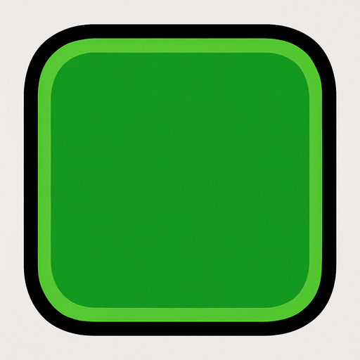 Cuadrado verde con lados circulares.
In-Game asset.  2d.  High contrast.  No shadows