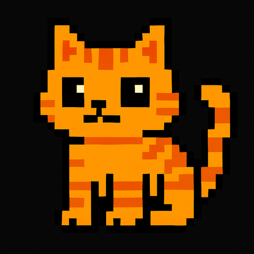 pixel cat.
In-Game asset.  2d.  High contrast.  No shadows