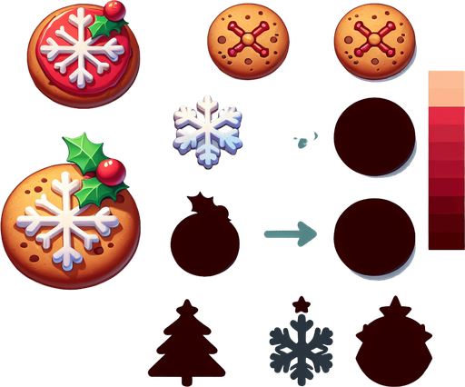 a cute christmas cookie. plastic style. Single Game Texture. In-Game asset. 2d. Blank background. High contrast. No shadows.