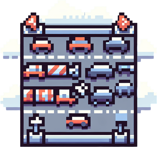 Piksel sanatı trafik engeli.
Single Game Texture.  In-Game asset.  2d.  Blank background.  High contrast.  No shadows