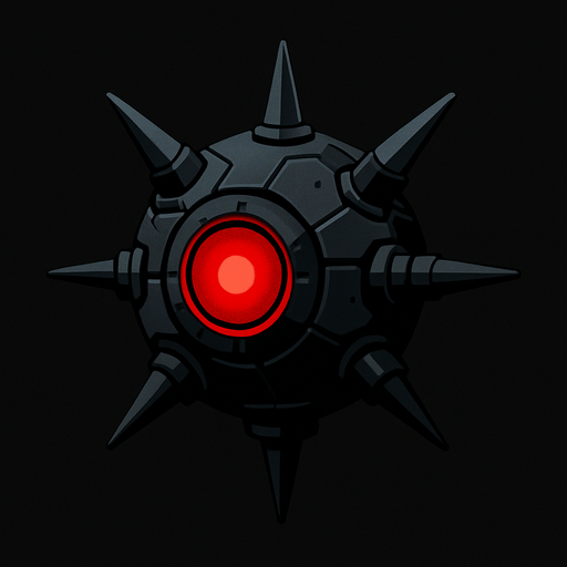 sci fi floating war mine with red light
In-Game asset.  2d.  High contrast.  No shadows