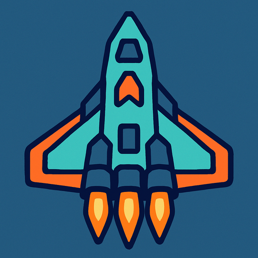 spaceship seen from up going down.
In-Game asset.  2d.  High contrast.  No shadows