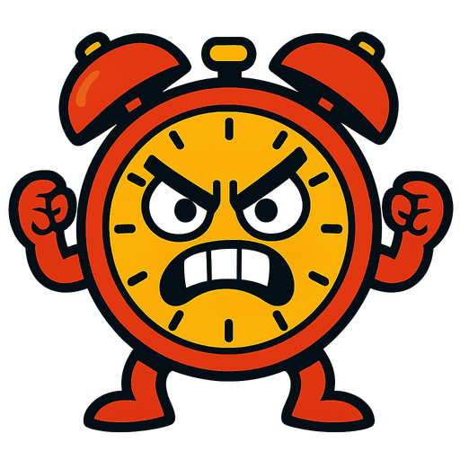 "alarm clock angry" veya “exam clock”.
In-Game asset.  2d.  High contrast.  No shadows