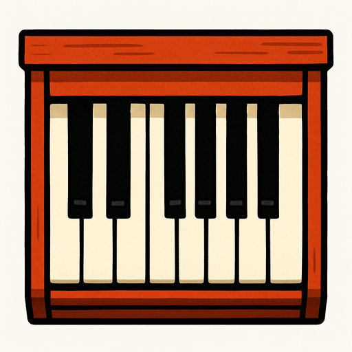 top view piano.
In-Game asset.  2d.  High contrast.  No shadows