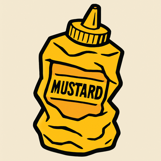 crushed mustard bottle.
In-Game asset.  2d.  High contrast.  No shadows