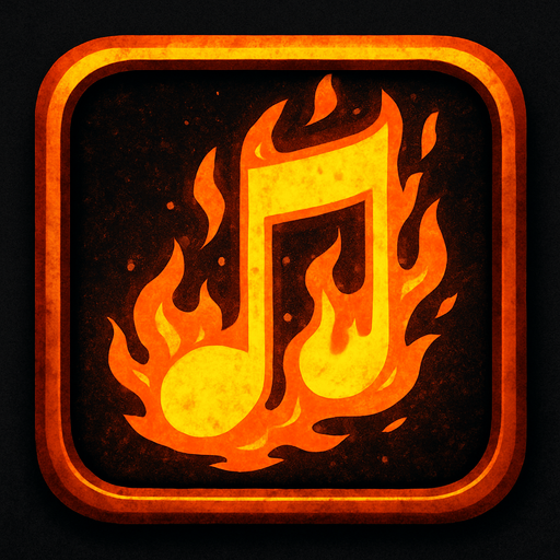 Generame una boton con dentro de forma de una nota musical con efectos de fuego
..
In-Game asset.  2d.  High contrast.  No shadows