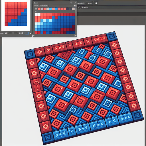 tile red and blu.
Single Game Texture.  In-Game asset.  2d.  Blank background.  High contrast.  No shadows
