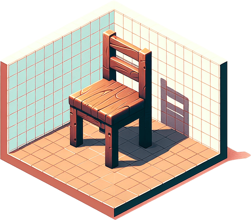 Chair.
Single Game Texture.  In-Game asset.  2d.  Blank background.  High contrast.  No shadows