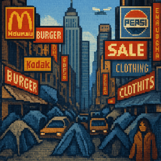 make pixelated, add homeless with tents