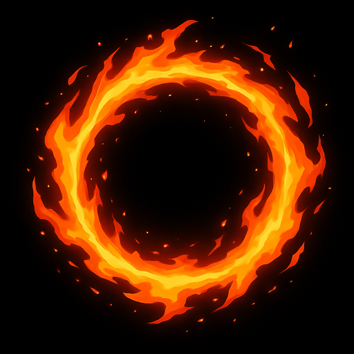 circular fire energy ball.
In-Game asset.  2d.  High contrast.  No shadows