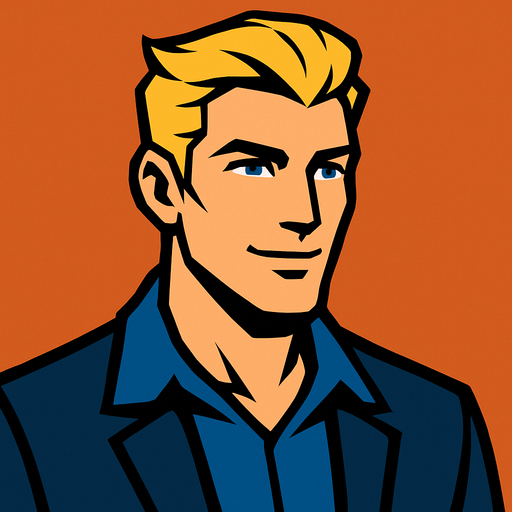 Blonde Handsome Man.
In-Game asset.  2d.  High contrast.  No shadows