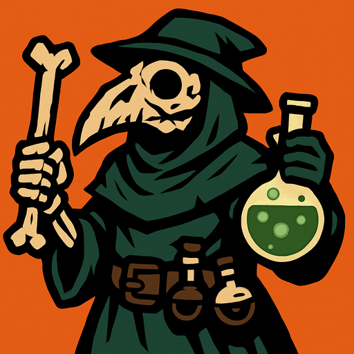 plague bone Alchemist.
In-Game asset.  2d.  High contrast.  No shadows