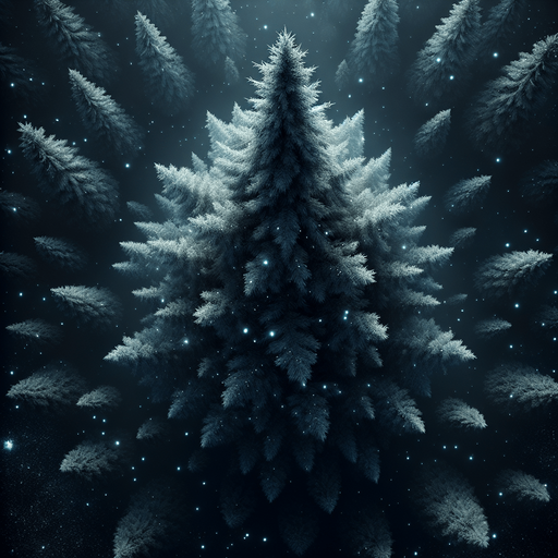 Pinetree at night, top view