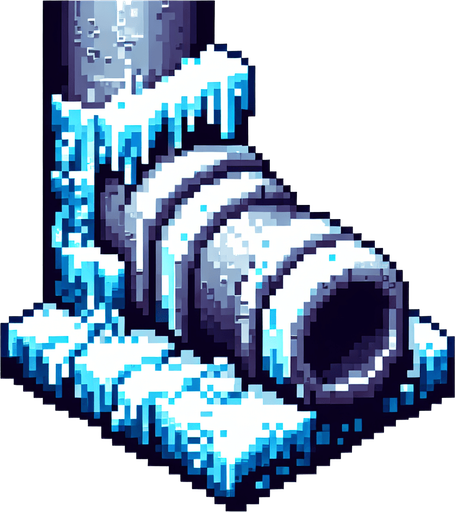 frosty pipe tube. top-view. seen from above. Single Game Texture. In-Game asset. 2d. Blank background. High contrast. No shadows. pixelated. 8-bit