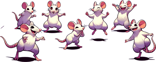 rat dance.
Single Game Texture.  In-Game asset.  2d.  Blank background.  High contrast.  No shadows