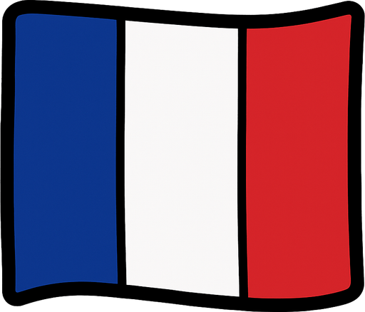 Fransa bayrağı.
In-Game asset.  2d.  High contrast.  No shadows