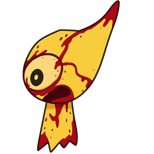 Bloody yellow sprunki . No background. Transparent background. Blank background. No shadows. 2d. In-Game asset. flat