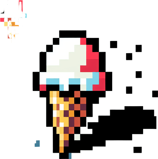8bit. cartoon. icecream.
Single Game Texture. In-Game asset. 2d. Blank background. High contrast. No shadows.