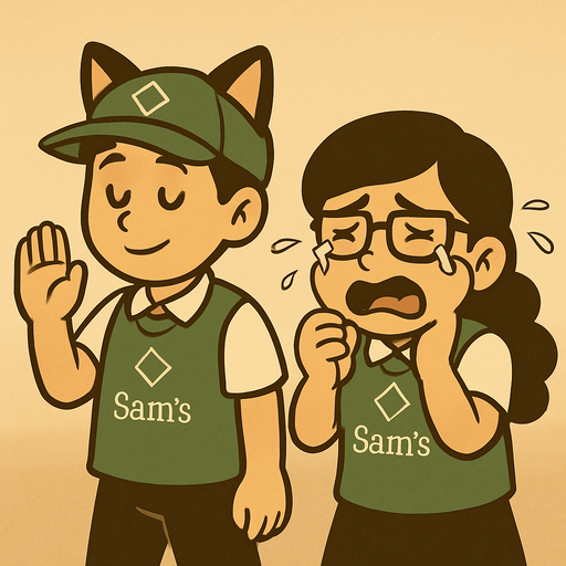 Usa a los dos personajes que se estan aleajndose de sams, y haz que la niña este llorando mientras despiden al otro de orejitas.