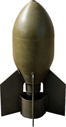 Photorealistic aircraft bomb, behind view
