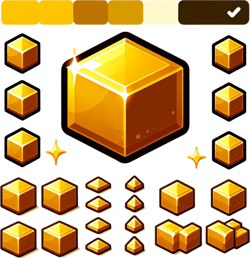 gold blocks.
Single Game Texture.  In-Game asset.  2d.  Blank background.  High contrast.  No shadows
