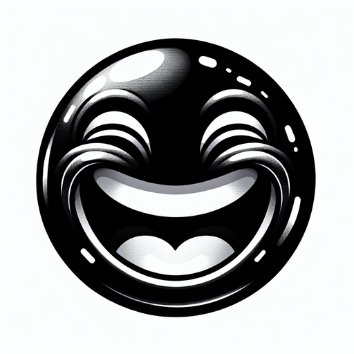 a black oval with a laughing smiley.