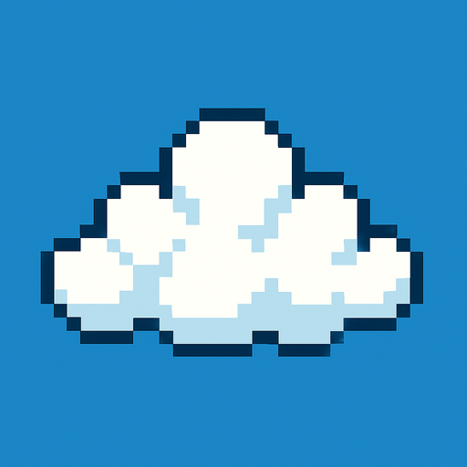 pixelart, cloud.
In-Game asset.  2d.  High contrast.  No shadows