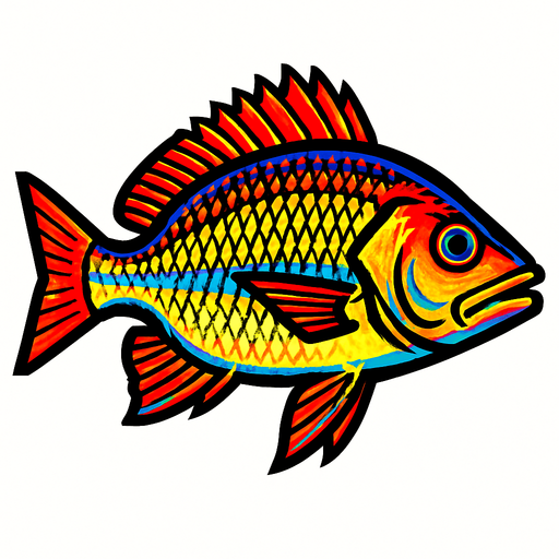A snapper. 80s arcade machine graphics. 
Swimming Side profile. White background. 
In-Game asset.  2d.  High contrast.  No shadows