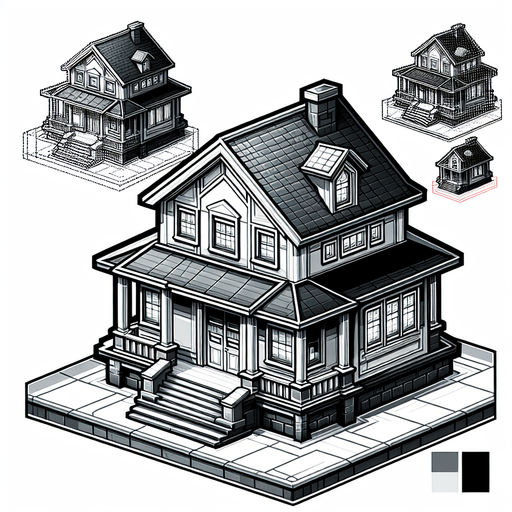 A house.
Single Game Texture.  In-Game asset.  2d.  Blank background.  High contrast.  No shadows