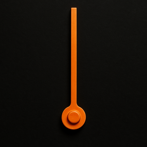 Photorealistic speedometer's orange hourhand, only just the hourhand with black bath. The hourhand shape is a line. front view