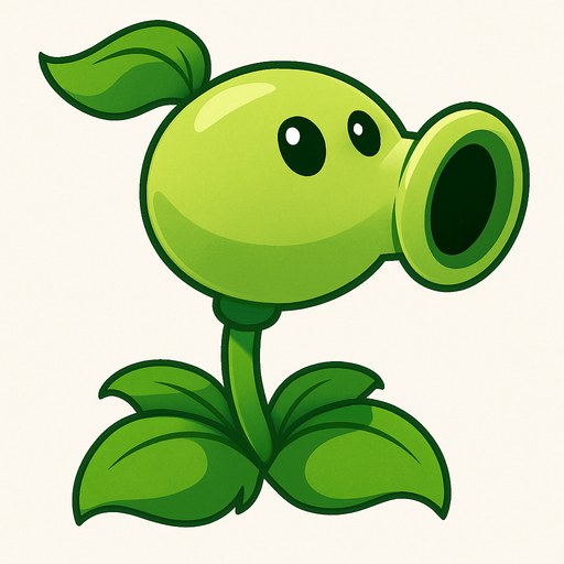 Un lanza guisantes del videojuego plantas vs zombies.
In-Game asset.  No shadows