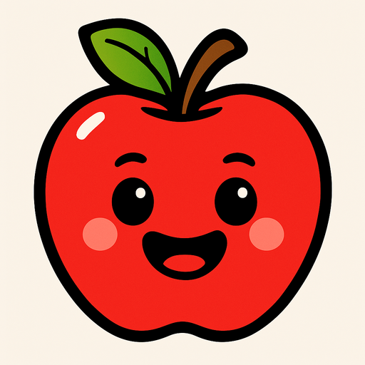 Apple with face.
In-Game asset.  2d.  High contrast.  No shadows