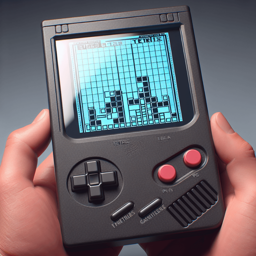 Photorealistic tetris handconsole, front view. Cut out the screen to transparent