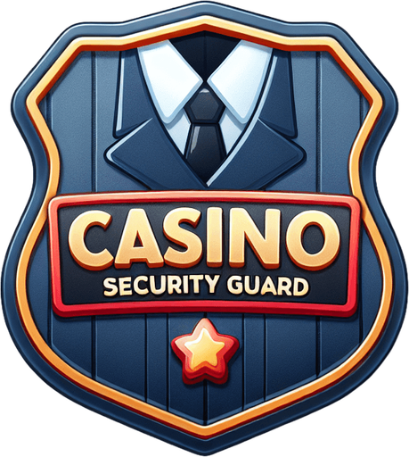 Cassino security guard badge. Single Game Texture. In-Game asset. 2d. Blank background. High contrast. No shadows.