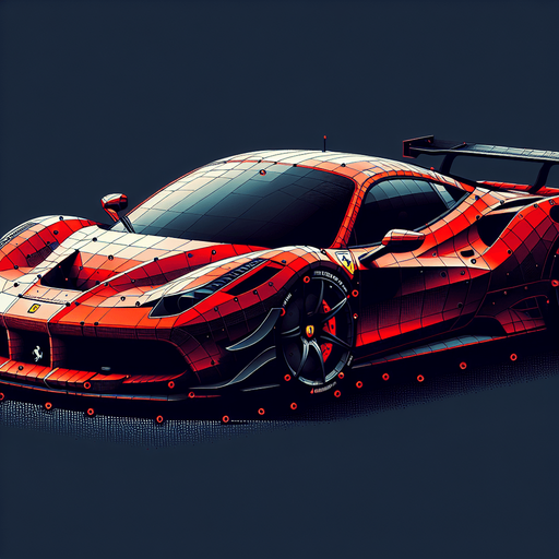 Ferrari car.
Single Game Texture. In-Game asset. 2d. Blank background. High contrast. No shadows.