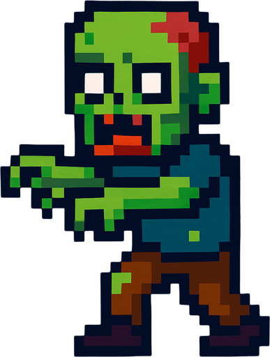zombie pixel no text.
In-Game asset.  2d.  High contrast.  No shadows