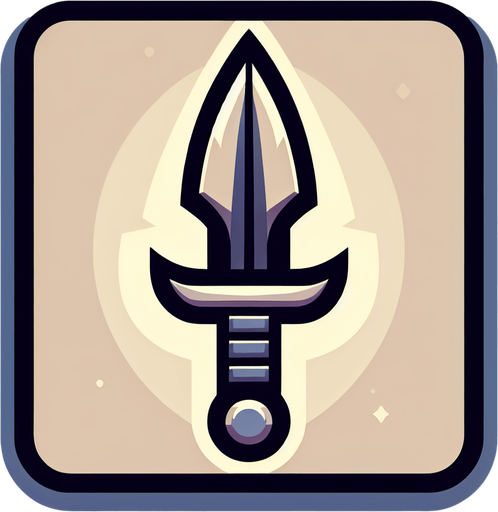 artoon knife pointing up. Symmetrical. Vertical.
Single Game Texture. In-Game asset. 2d. Blank background. High contrast. No shadows..
Single Game Texture.  In-Game asset.  2d.  Blank background.  High contrast.  No shadows