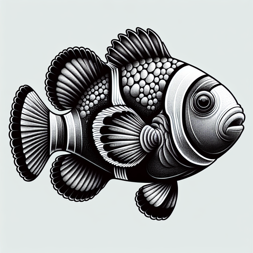 a clown fish.
Single Game Texture. In-Game asset. 2d. Blank background. High contrast. No shadows.