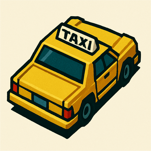 taxi, seen from behind Top-down right angle, gta2, Single Game Texture. In-Game asset. 2d. Blank background. High contrast. No shadows.isometric.
In-Game asset.  2d.  High contrast.  No shadows