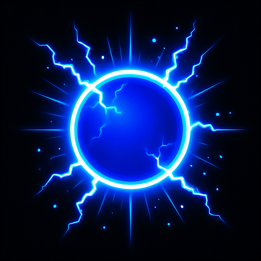 A Super Blue Laser Ball 2D.
In-Game asset.  2d.  High contrast.  No shadows