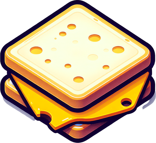 a cheese sandwich, viewed from above.
Single Game Texture. In-Game asset. 2d. Blank background. High contrast. No shadows.