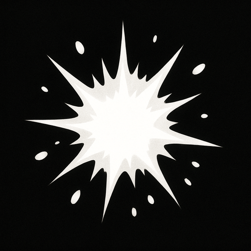 A small white explosion particle..
In-Game asset.  2d.  High contrast.  No shadows