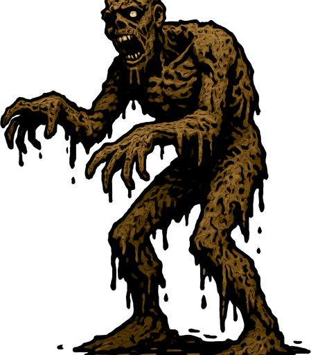a zombie covered in mud.
In-Game asset.  2d.  High contrast.  No shadows